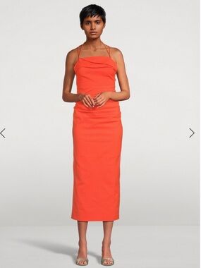 slim fit dress slacks Luxe Cross Front Halter Midi Dress  Eastend Wardrobe